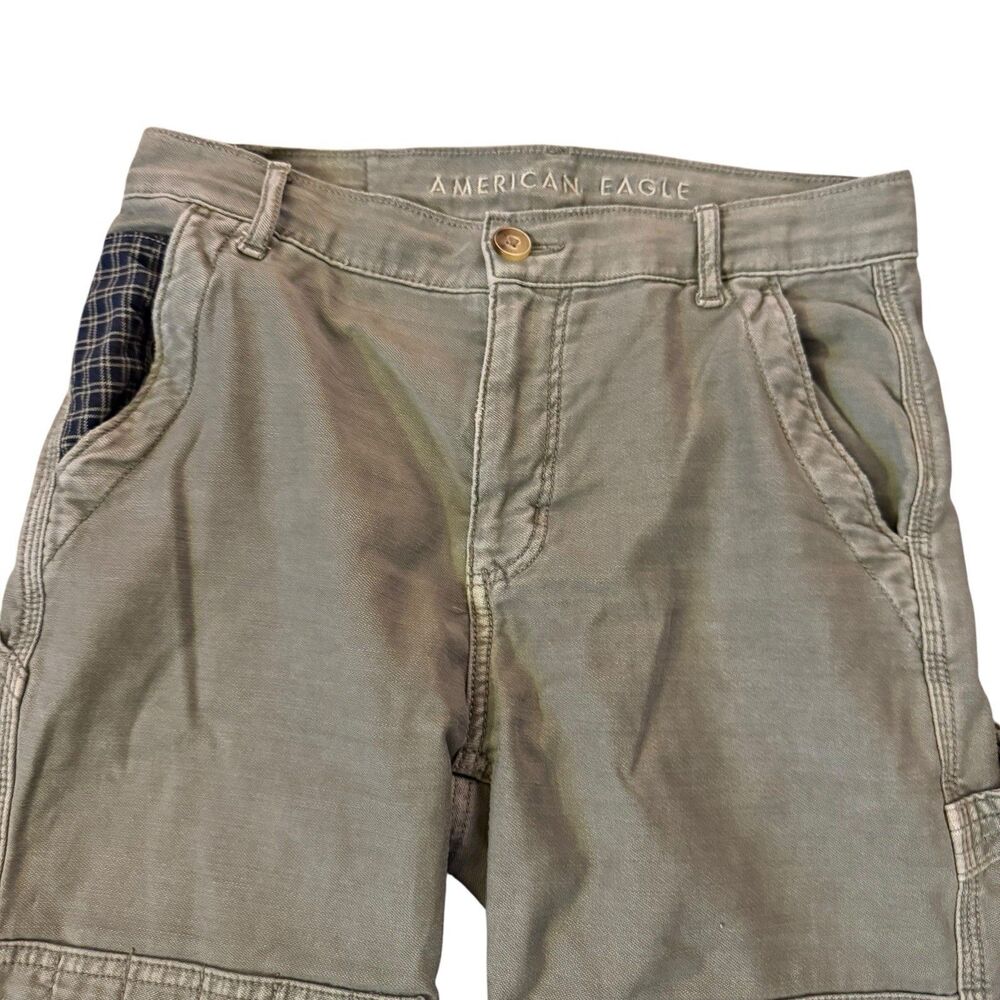 American Eagle Carpenter Patchwork‎ Stretch Utility Pants Womens Size 0 Green - Picture 4 of 16